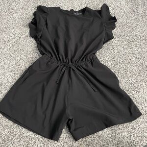 Black Ruffle Sleeve Romper